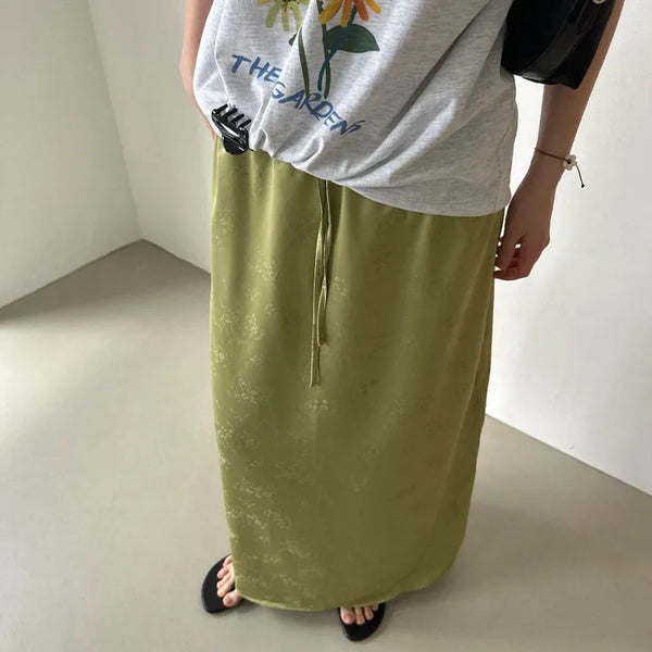 Maxi Flower Satin Long Skirt (2 colors)