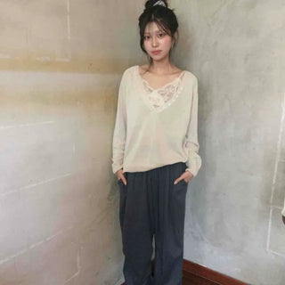 Parachute Two-Pintuck Elastic Waist Wide Long Pants