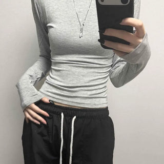 Skinny Round Slim Long Sleeve T-shirt