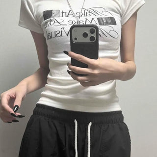 Jewel Lettering Slim Fit Short Sleeve T-shirt