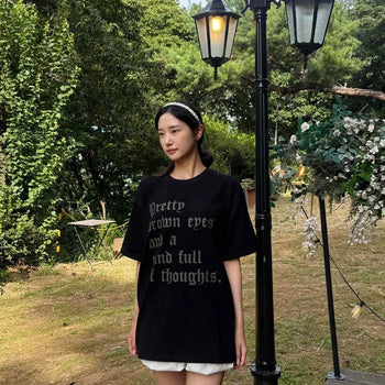 Paper Lettering Oversized Short Sleeve T-shirt