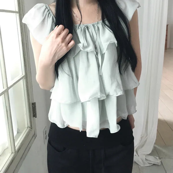 Mute Frill Chiffon Blouse