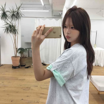 Contrast Button Oversized Short Sleeve T-shirt