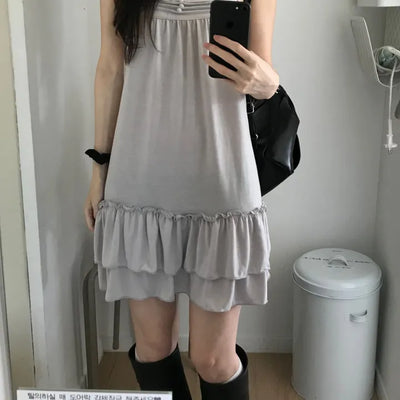 Pintuck Frill Mini Dress (2 colors)
