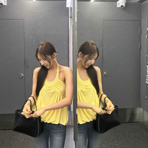 Halter Neck Shirred Strap A-Line Delicate Fit Mini Dress