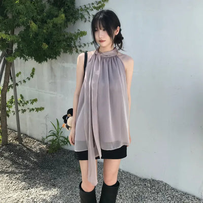 Seina Chiffon Halter Blouse (3 colors)
