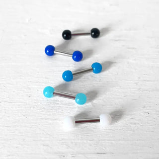 Ice Barbell Piercing Basic Blue Layered Surgical 8mm Labret Bar