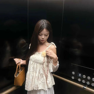 Eyelet Square Neck Shirred Smoked Peplum Sleeveless Blouse