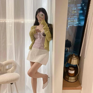 Low-Rise A-Line Training Mini Skirt with Elastic Waist Shorts Included