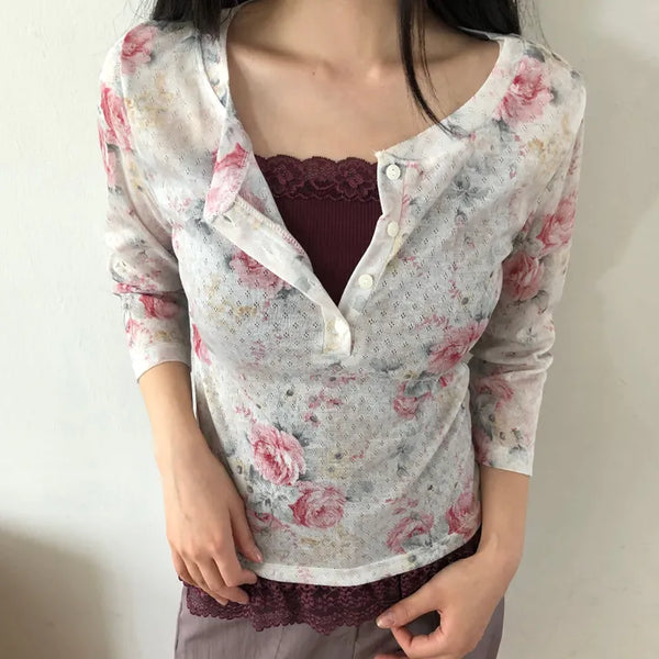 Isha Flower 3/4 Sleeve T-shirt