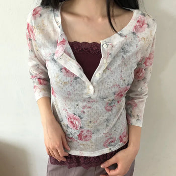Isha Flower 3/4 Sleeve T-shirt