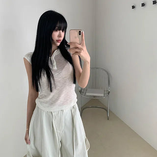 *Reels Outfit* Short-sleeve hooded knit