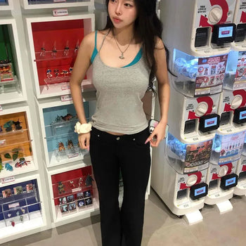 *Hidden Elastic Waist* Turtleneck Hip Pocket Bootcut Long Pants