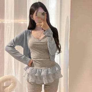 Bolero Delicate Fit Crop Long Sleeve Stretchy Cardigan