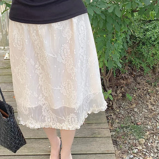 Crystal Flower Midi Skirt