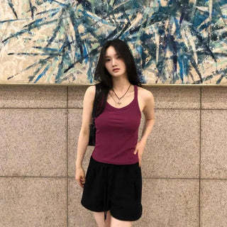 Slim Fit Sleeveless Stretch Layered Vivid Color Sleeveless