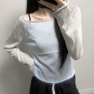 Boat Neck Contrast Slim Fit Long Sleeve Knit