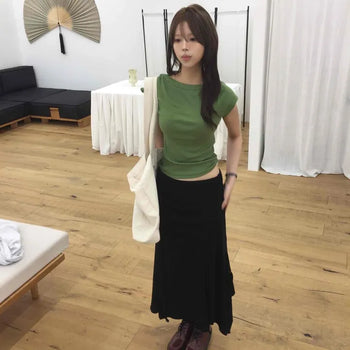 Asymmetrical Layered Flare Loose Fit Long Skirt Dress