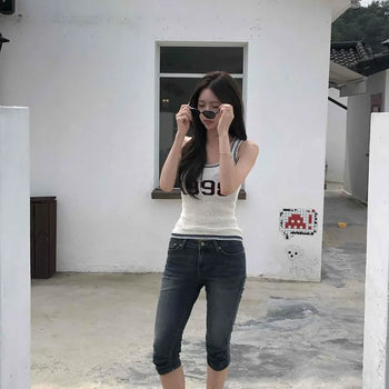Finder Slim Shirred Capri Denim Pants