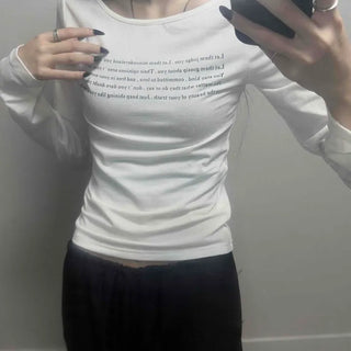 Free See-through Lettering Long Sleeve T-shirt