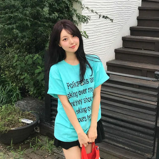 Dot Lettering Logo Boxy Oversized Round Neck Short Sleeve T-shirt