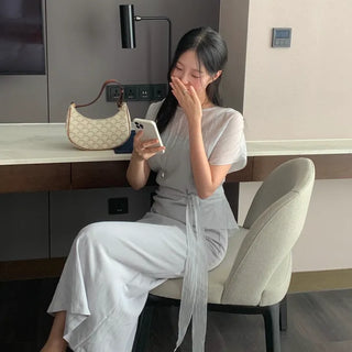 Benie Wrinkle Strap Short Sleeve Blouse