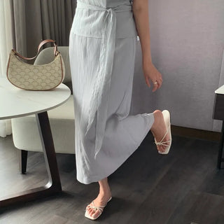 Lorit Wrinkle H-line Back Slit Long Skirt