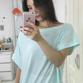 Modal Boat Neck Loose Fit Short Sleeve T-shirt