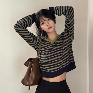Page Striped V-Neck Knit