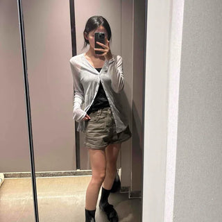 Cotton Belt Set High-Waisted Wide Shorts