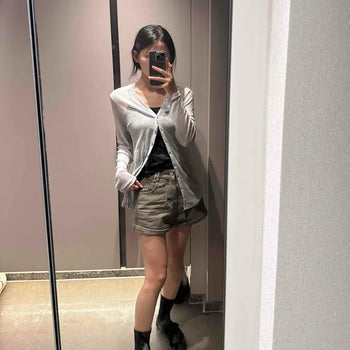 Cotton Belt Set High-Waisted Wide Shorts
