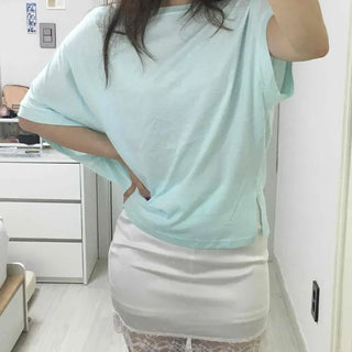 Satin Lace Frill High-Waisted H-Line Skort Mini Skirt