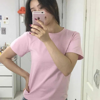 Round Neck Slim Fit Crop Short Sleeve Tee
