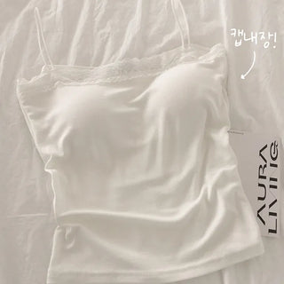 Lace Straight String Sleeveless Cup, Perfect for Layering with Thin Straps