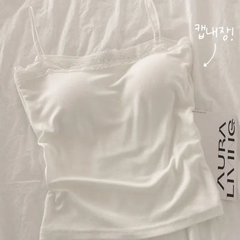 Lace Straight String Sleeveless Cup, Perfect for Layering with Thin Straps