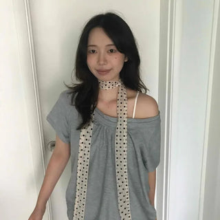 Cotton Shirred Loose Fit Layered Set Short Sleeve T-shirt
