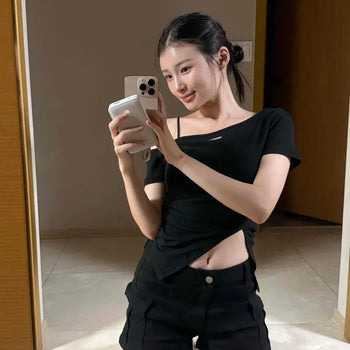 High-Waisted Cargo Stretchy Spandex Slim Fit Hot Pants Shorts