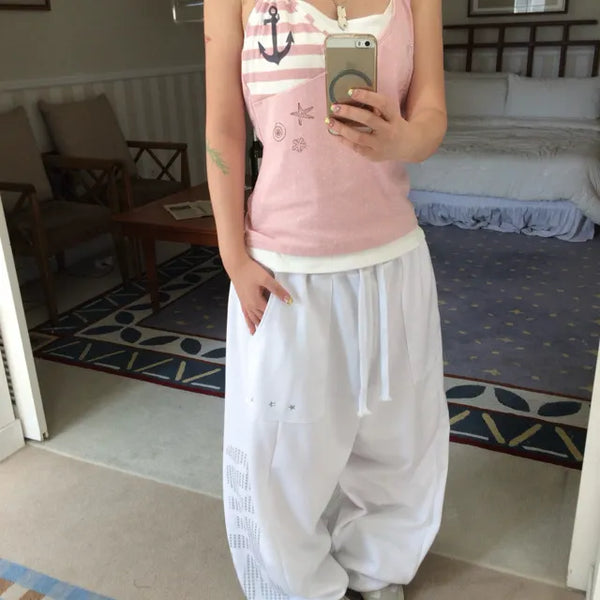 Silver Side Lettering Star Pants