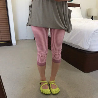 Striped lace leggings