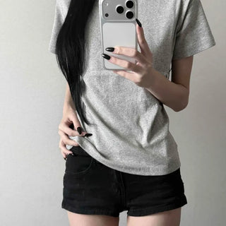 Round Neck Cotton Slim Fit Layered Short Sleeve Tee