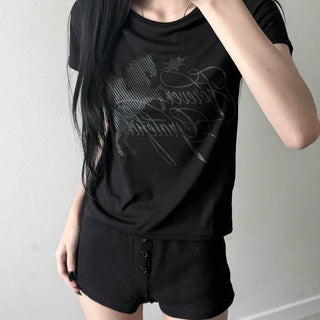 Graphic Modal Slim Fit Crop Short Sleeve T-shirt