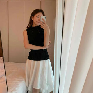 High-waisted Asymmetrical Crinkly Midi Skirt