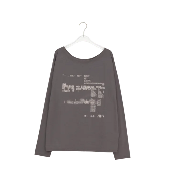 Gauss Loose Fit Printed Off-Shoulder Long Sleeve Tee