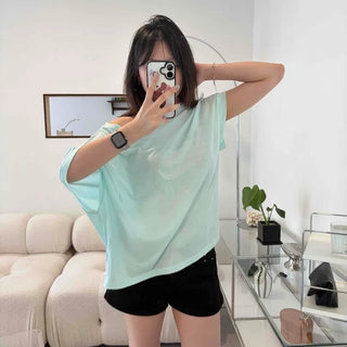 Modal Boat Neck Cap Sleeve Loose Fit Short Sleeve T-shirt