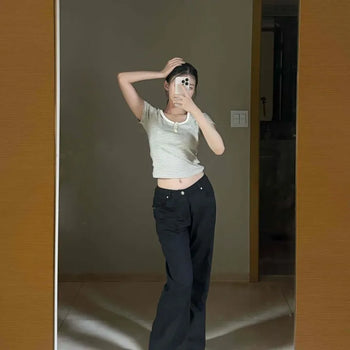 Lyocell Four-Way Stretch Elastic Hidden Waistband Back Pocket Relaxed Fit Low-Rise Bootcut Long Pants