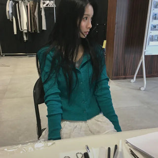 Aiber Basic Ribbed Round Neck Cardigan