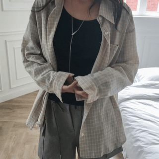 Herno check oversized shirt