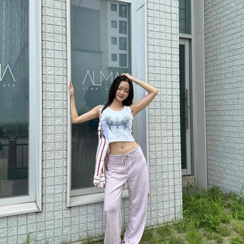 Low-rise Elastic Cotton Sweat Bootcut Long Pants