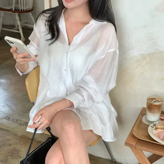 Roysel Tencel See-through Oversized Shirt