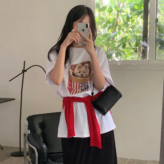 Popcorn Dog Print Oversized Short Sleeve T-shirt